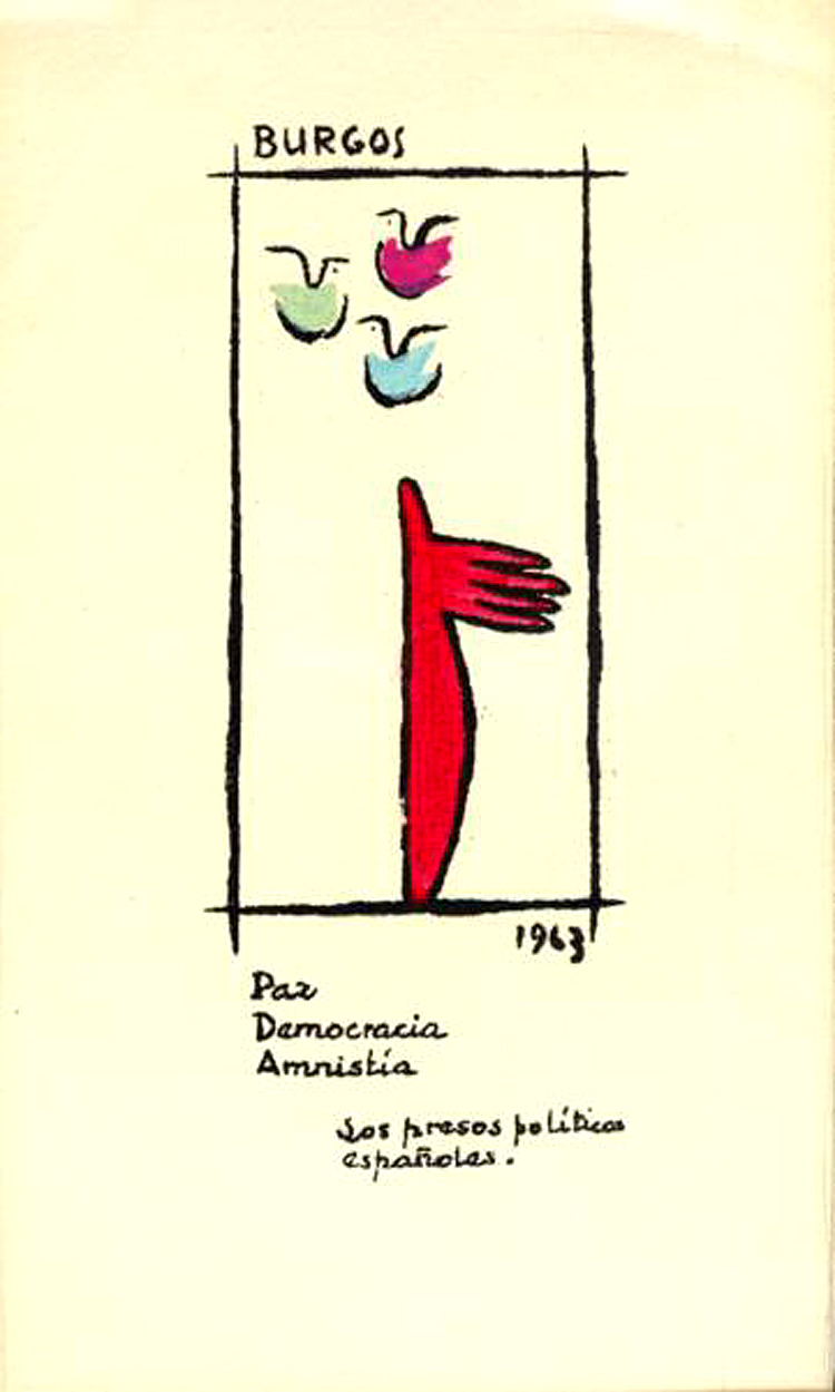 Dibujo en Homenaje a Radio España Independiente realizado por los presos políticos  del Penal de Burgos. 1963.